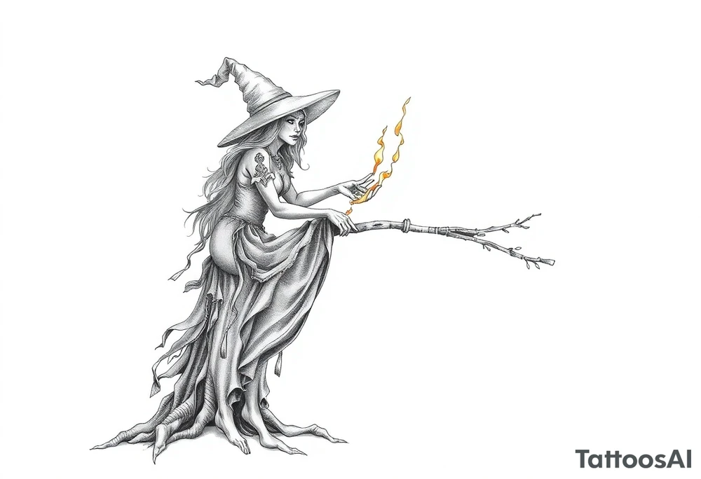 Witch burning alive on a stake tattoo idea