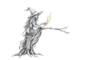 Witch burning alive on a stake tattoo idea