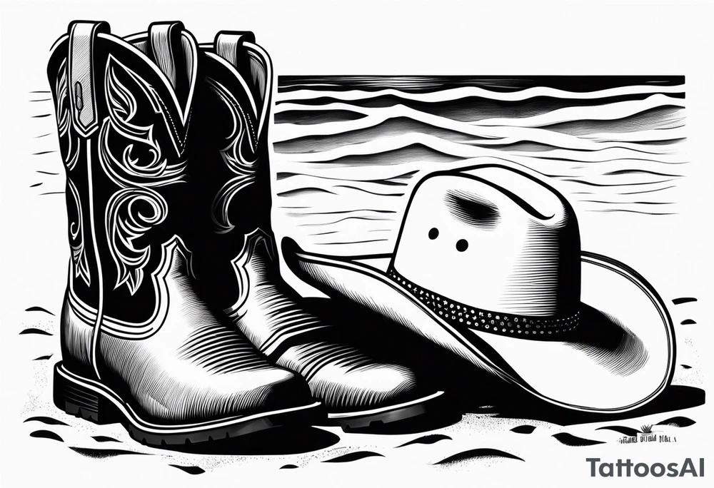 Keep it simple. A pair of timberland boots. two flip flops and a cowboyhat on the Beach. tattoo idea