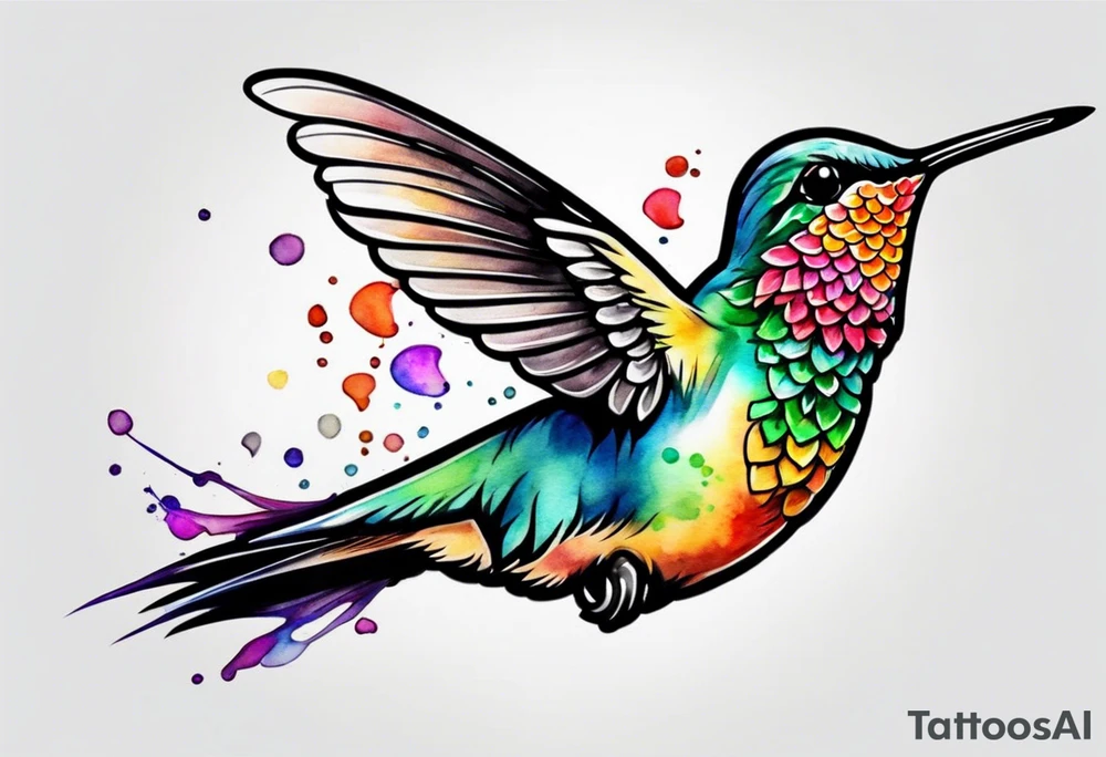 small hummingbird tattoo watercolor tattoo idea