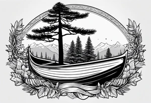 Pine trees canoe Holly leaf tattoo idea