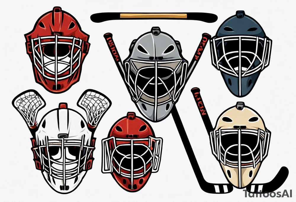 a goalie mask and crossed hockey sticks that says "SHOT HOCKEY" tattoo idea