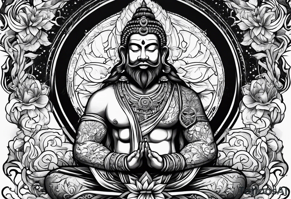 A meditating rap star tattoo idea