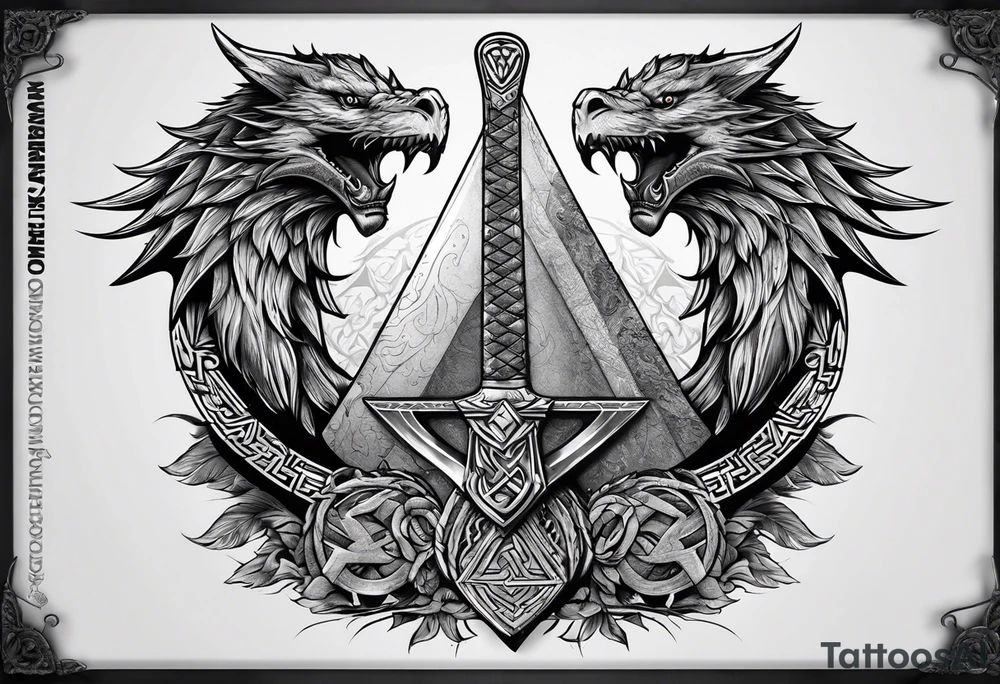 Valhalla valknut sword axe Dragon tattoo idea
