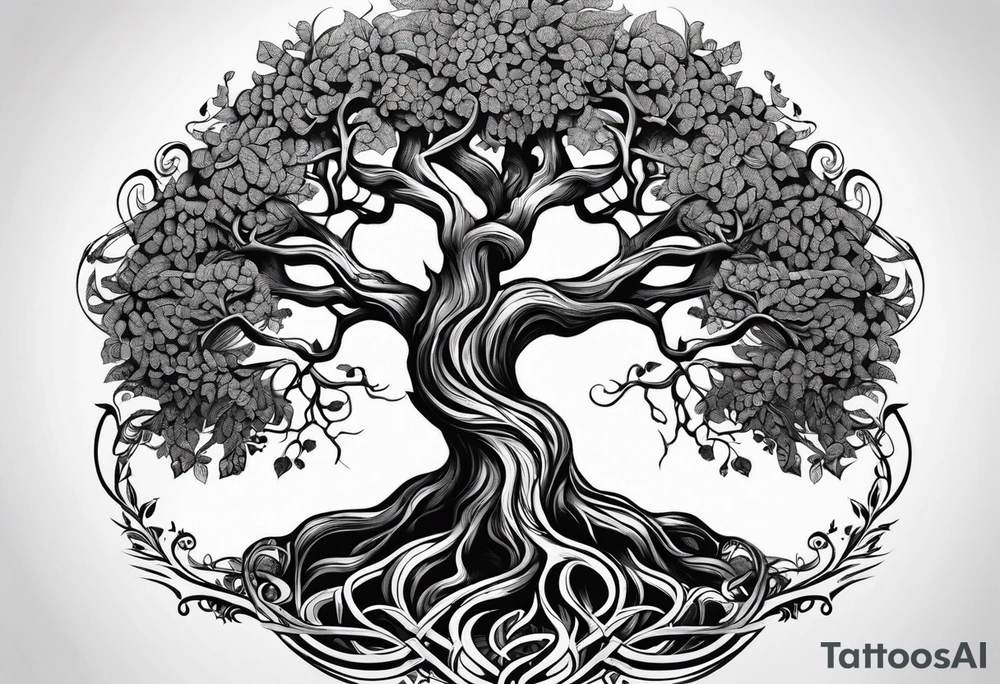knurly yggdrasil with roots tattoo idea