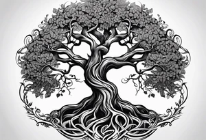 knurly yggdrasil with roots tattoo idea