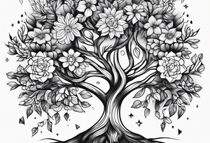 flowers tree tattoo idea
