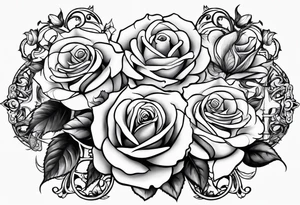 roses and cross with the names Aizen and Azaias tattoo idea