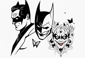 Batman and Joker tattoo with butterflies tattoo idea