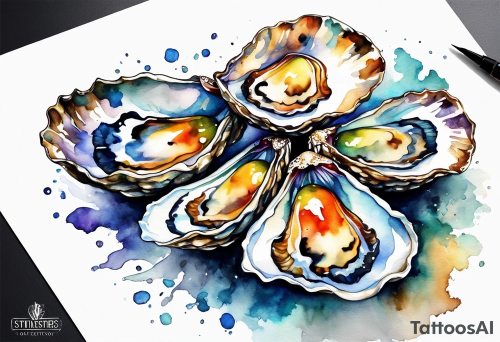 One small  Pretty oyster shell tattoo idea