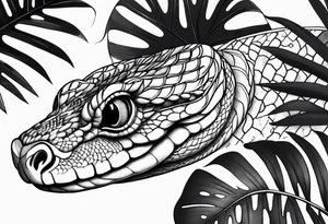 Little snake with monstera tattoo idea