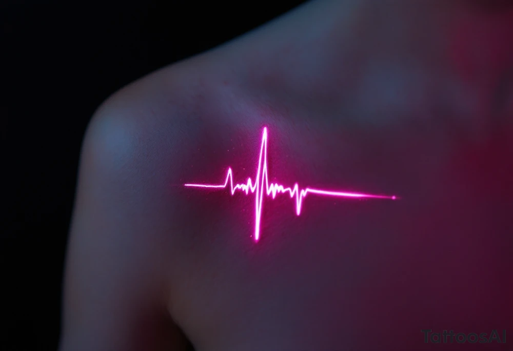 A simple black EKG line with a small glowing white cross at the end, symbolizing strength through faith tattoo idea