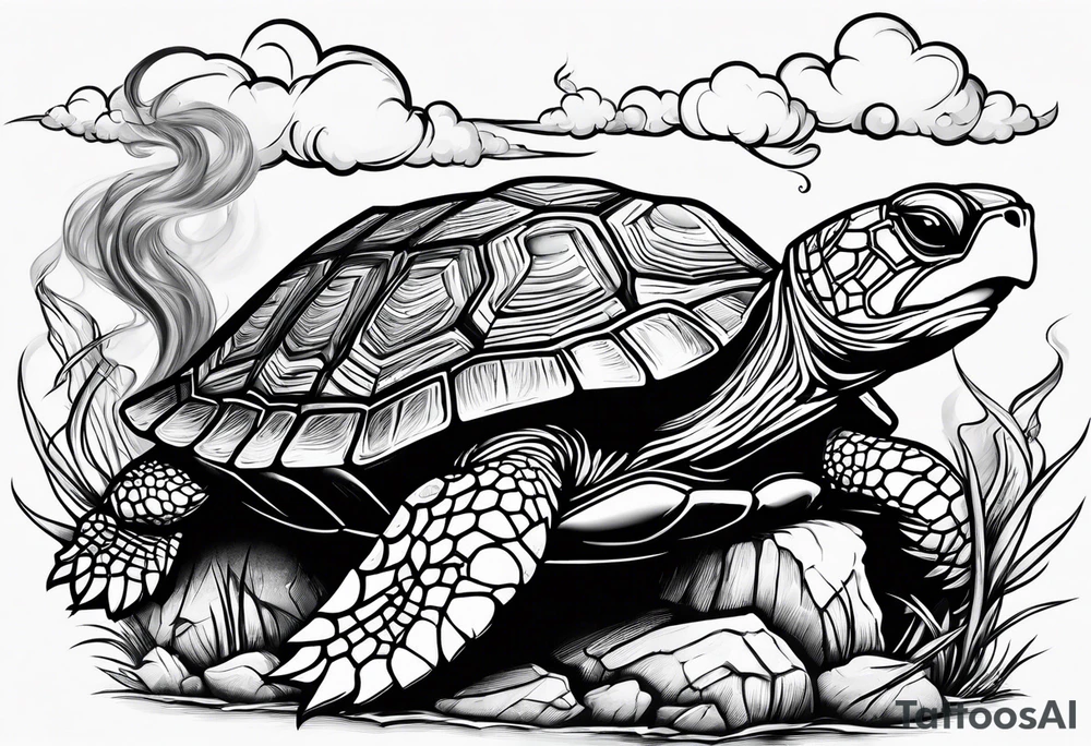 turtle smoking cigarette tattoo idea