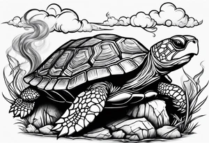 turtle smoking cigarette tattoo idea