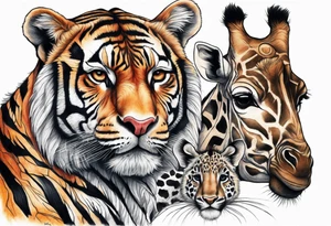 Stuffed animals tiger and giraffe tattoo idea
