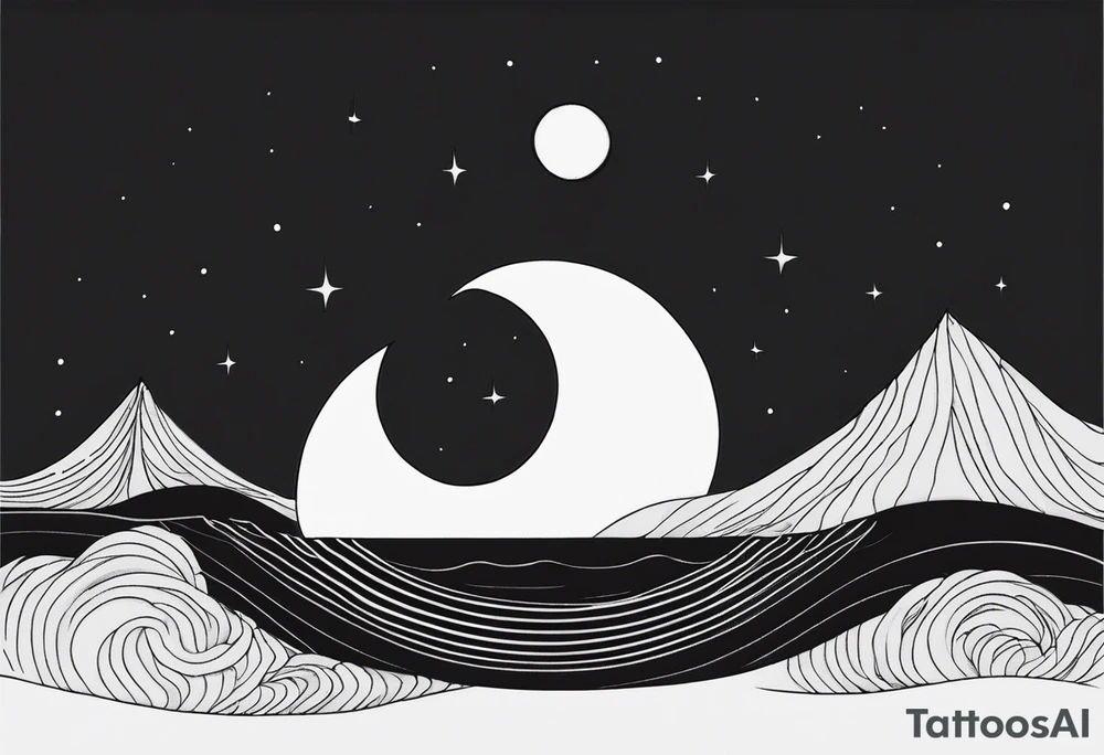something with the moon and ocean very small half moon maximum 4cms
in a straight line tattoo idea