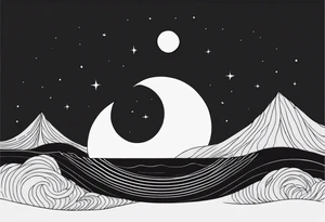 something with the moon and ocean very small half moon maximum 4cms
in a straight line tattoo idea