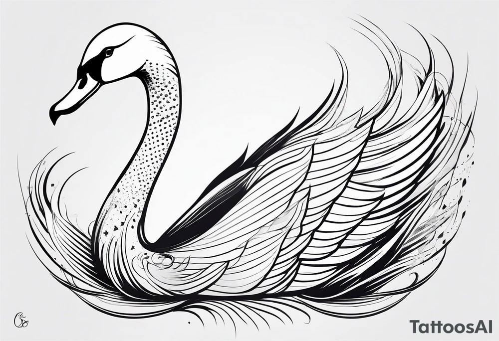 Very simple line work swan tattoo idea