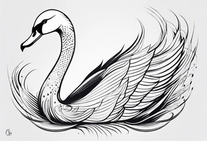 Very simple line work swan tattoo idea