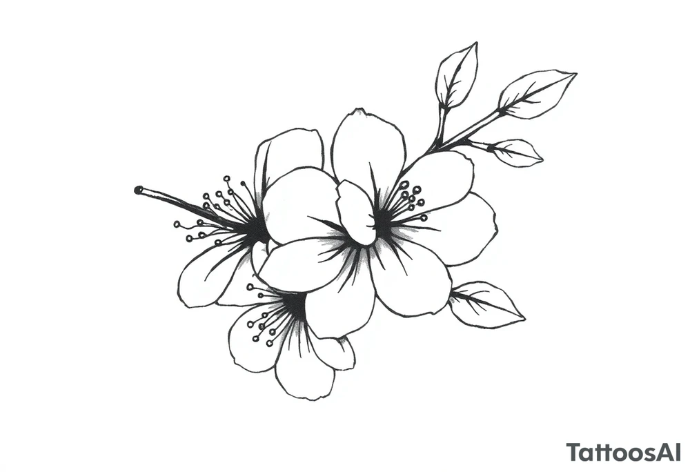 Cherry blossom with round petals tattoo idea