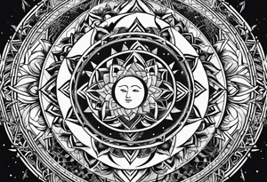 sun and moon sacred geometry tattoo idea