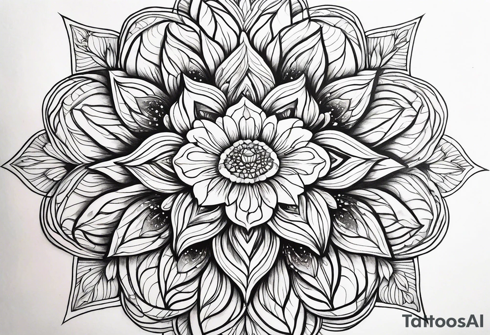 Mandala, botanical, flowers, negative space tattoo idea