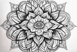 Mandala, botanical, flowers, negative space tattoo idea