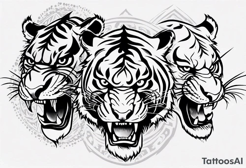 Ferocious Tiger roaring tattoo idea