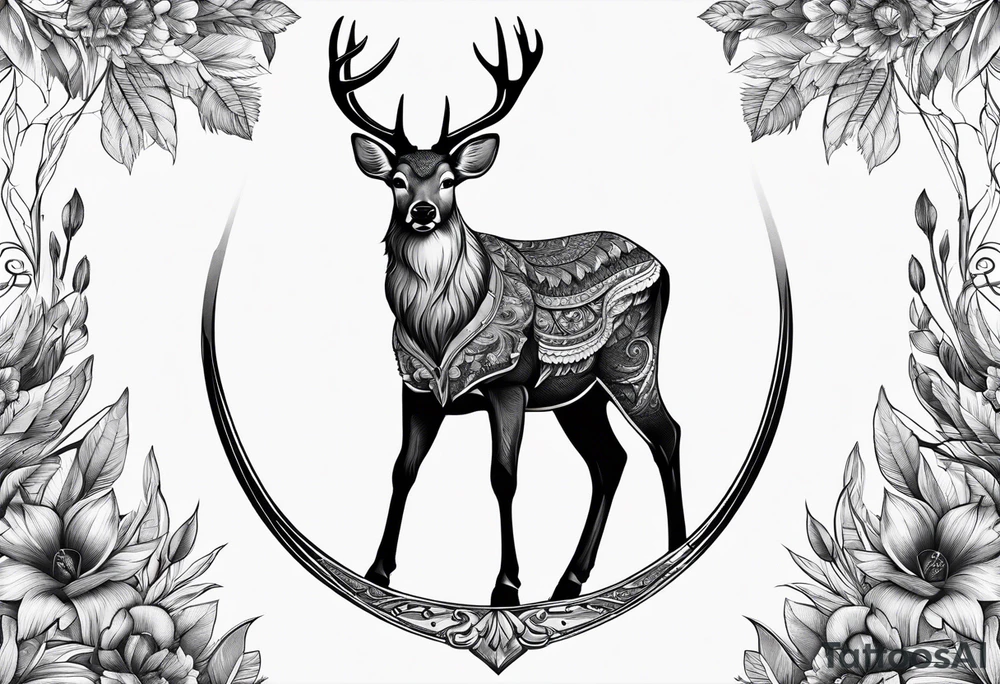 Recurve bow and arrow, deer tattoo idea