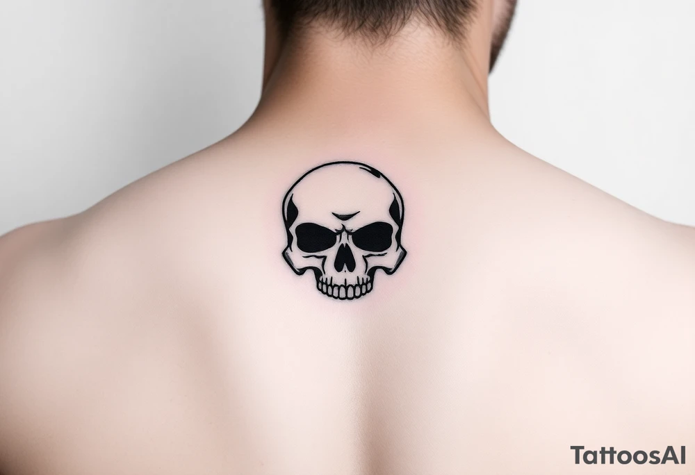 Simple outline of skulls back piece tattoo idea