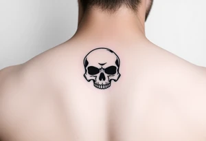 Simple outline of skulls back piece tattoo idea