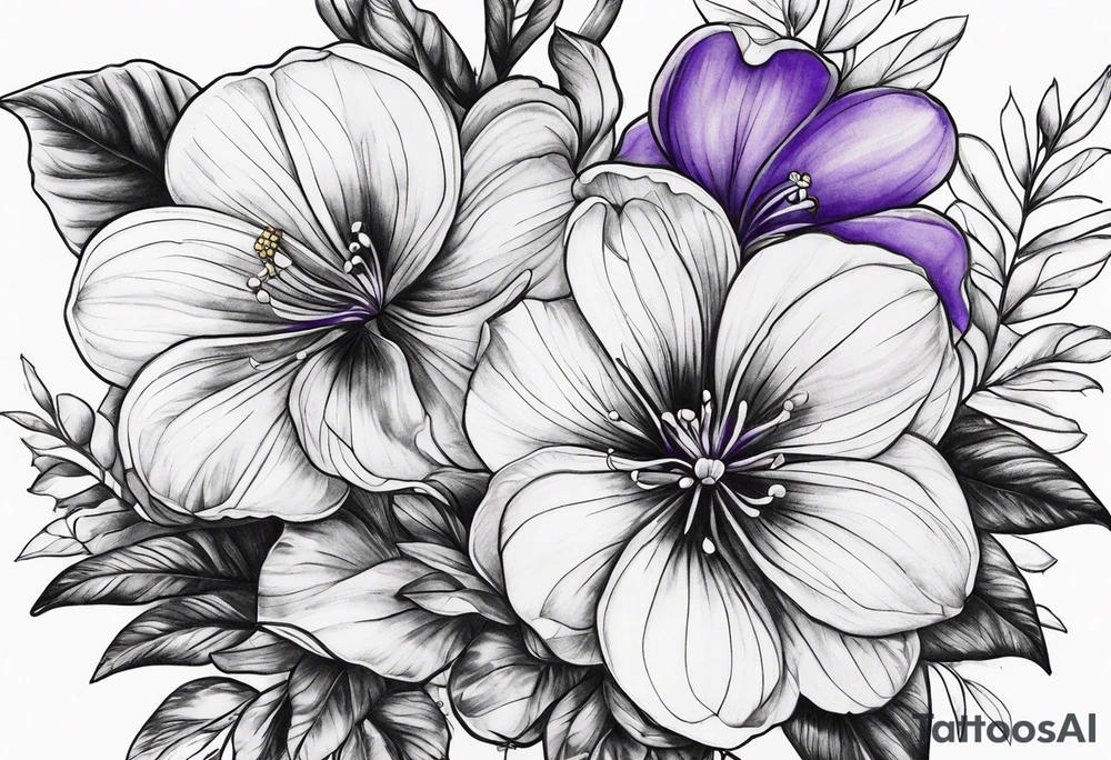 Violet flowers tattoo idea
