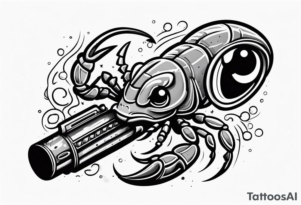 Crawfish with a gun in each claw tattoo idea