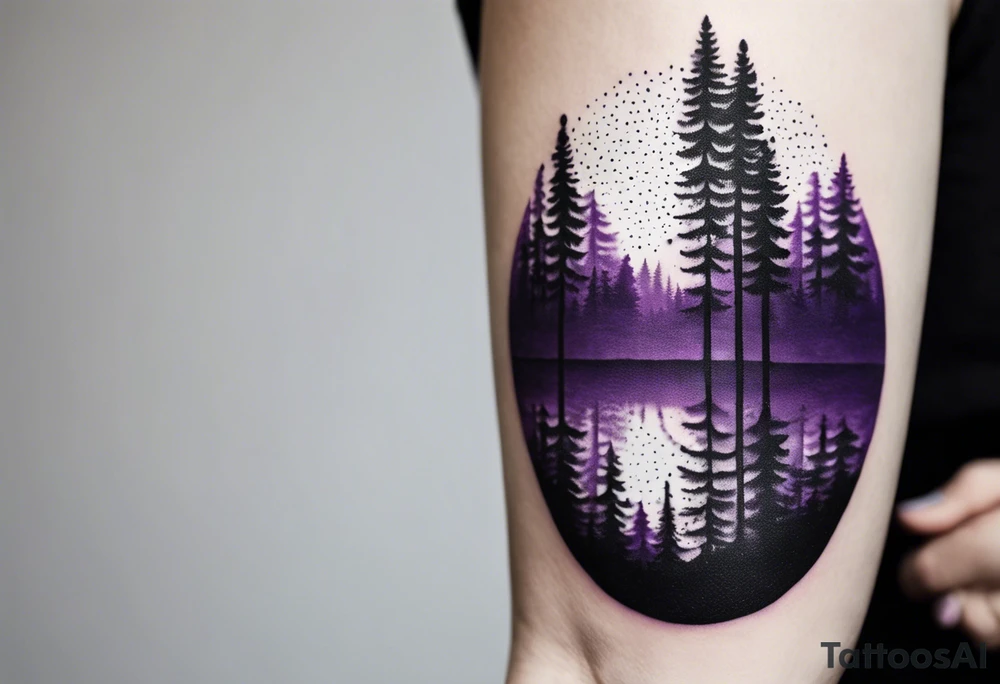 forest, abstract, on hand, no people, purple and black, full, no borders tattoo idea