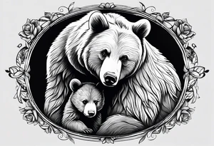 mother bear holding cub facing each other tattoo idea