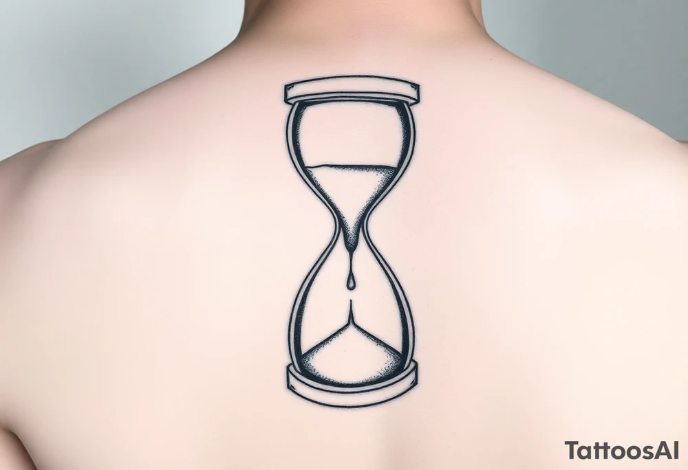 An hourglass with a skull at the bottom that the sand is pouring into tattoo idea