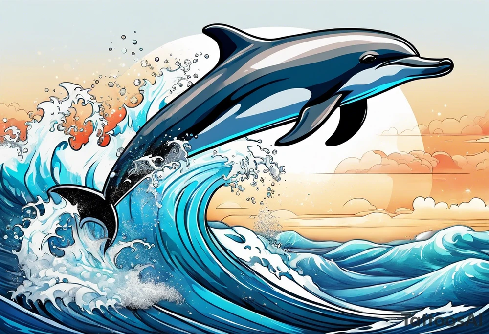 dolphin jumping out the ocean tattoo idea