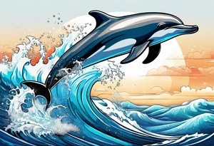 dolphin jumping out the ocean tattoo idea
