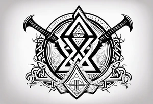 Valhalla fire
Sword shield valknut  axe tattoo idea