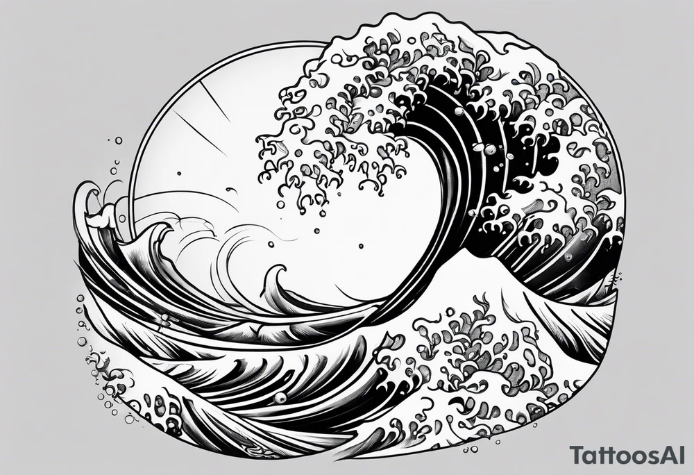Waves with hidden letters Z and M tattoo idea