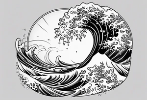 Waves with hidden letters Z and M tattoo idea