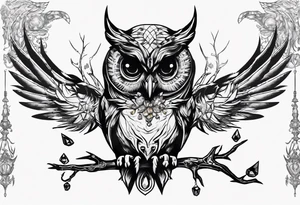 The Demon Owl Stolas, a Prince of Hell who is obsessed with gems, knowledge of astrology and poisonous plants. tattoo idea