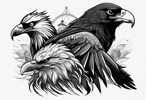 crow dad and eagle mother raising a family tattoo idea