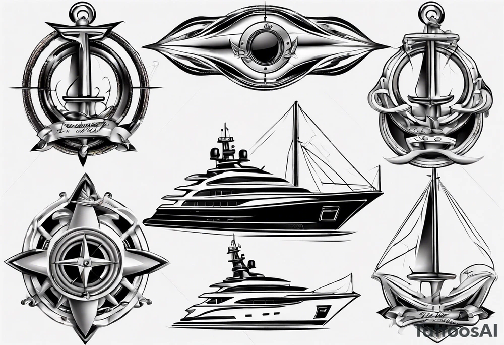 luxury yacht tattoo idea
