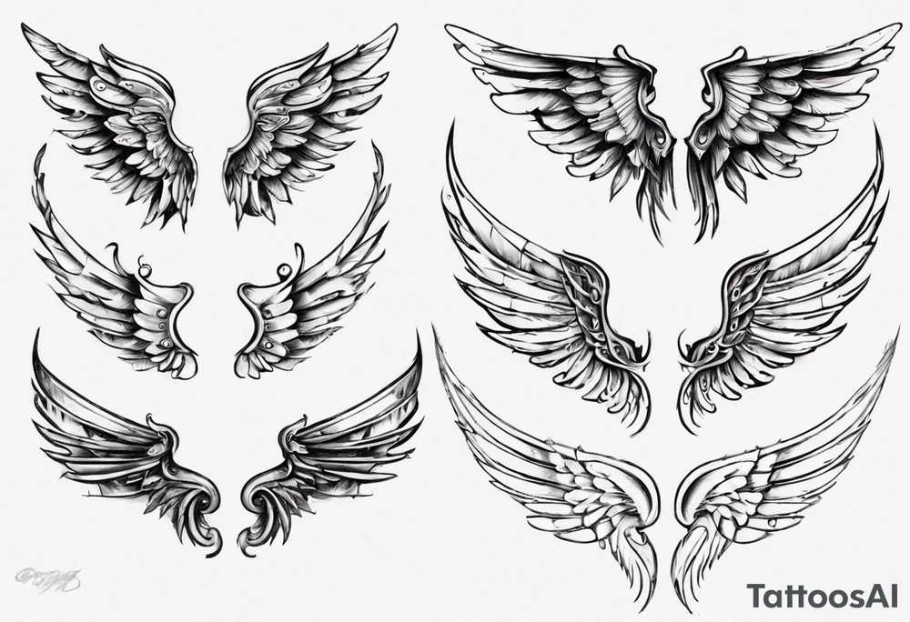 Wings with the dates (1) 09/12/2012 and (2) 24/10/2023 in between the wings tattoo idea