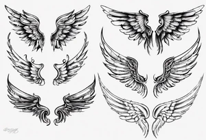 Wings with the dates (1) 09/12/2012 and (2) 24/10/2023 in between the wings tattoo idea