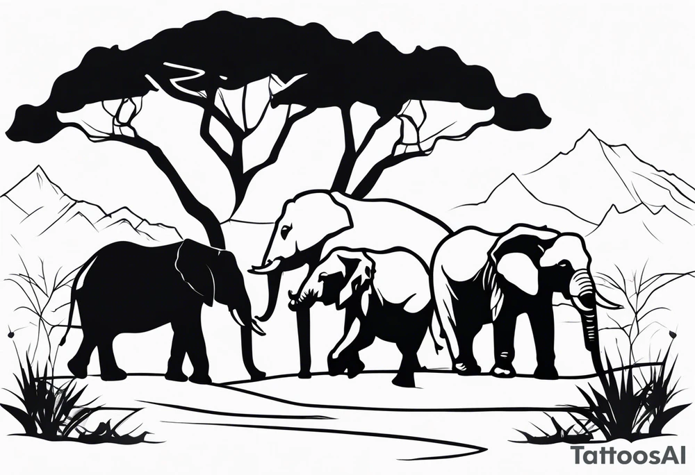 ELEPHANTS IN JUNGLE tattoo idea