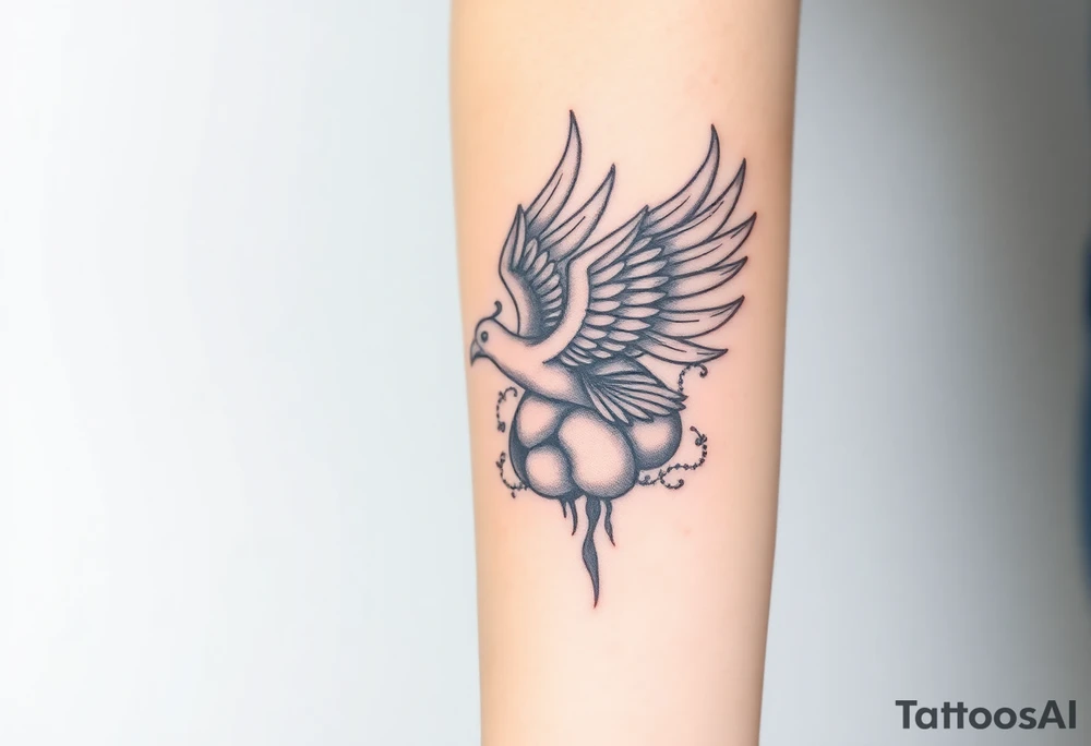 A phoenix flying out of a brain looking powerful tattoo idea