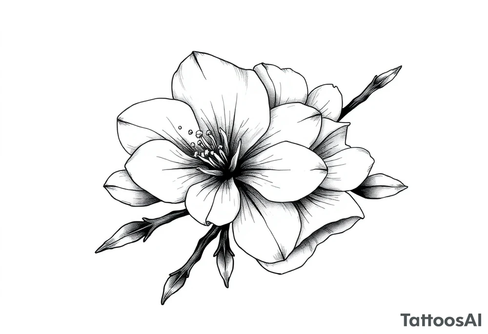 Elongated Cherry blossom with round petals tattoo idea