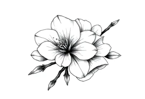 Elongated Cherry blossom with round petals tattoo idea